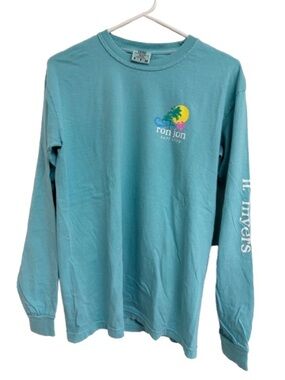 Comfort Colors Teal Long Sleeve Tee with Ron Jon Logo - Fort Myers